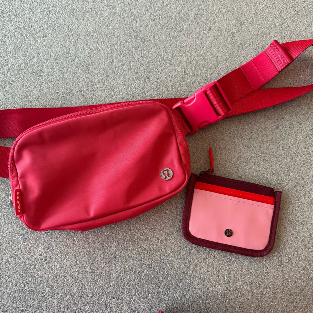 Lululemon Red Belt Bag and Card Wallet